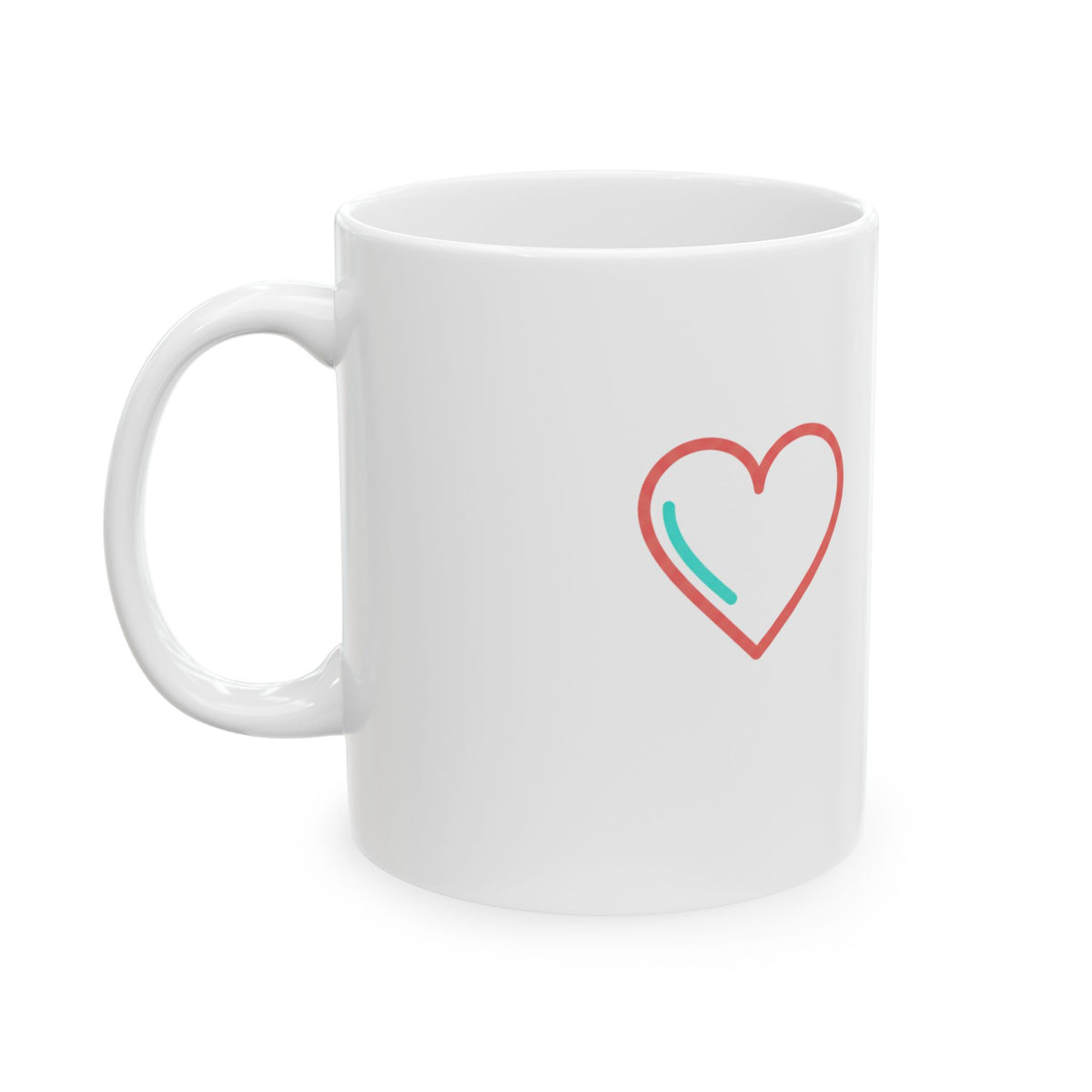 Minimal Outline Heart | 11oz Ceramic Coffee Mug, Aesthetic Valentine Cup | Galentine’s, Friends & Family | Clean Y2K