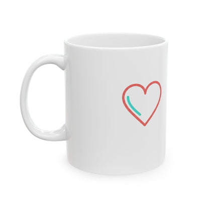 Minimal Outline Heart | 11oz Ceramic Coffee Mug, Aesthetic Valentine Cup | Galentine’s, Friends & Family | Clean Y2K