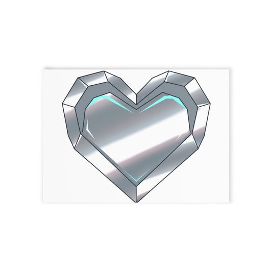 Chrome Metallic 3D Heart | Holiday Greeting Cards + Postcards | Valentine, Galentine’s, Lover & Friend Gift | Y2K Aesthetic