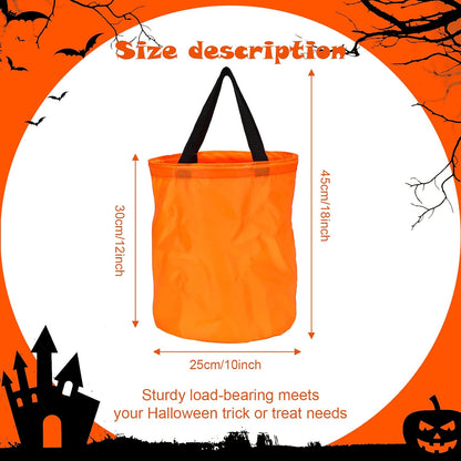 LED Light Halloween Candy Bags Light up Halloween Bucket Trick or Treat Bags Light up Candy Bags Multipurpose Reusable Goody Bucket for Halloween Supplies Favors(Orange)