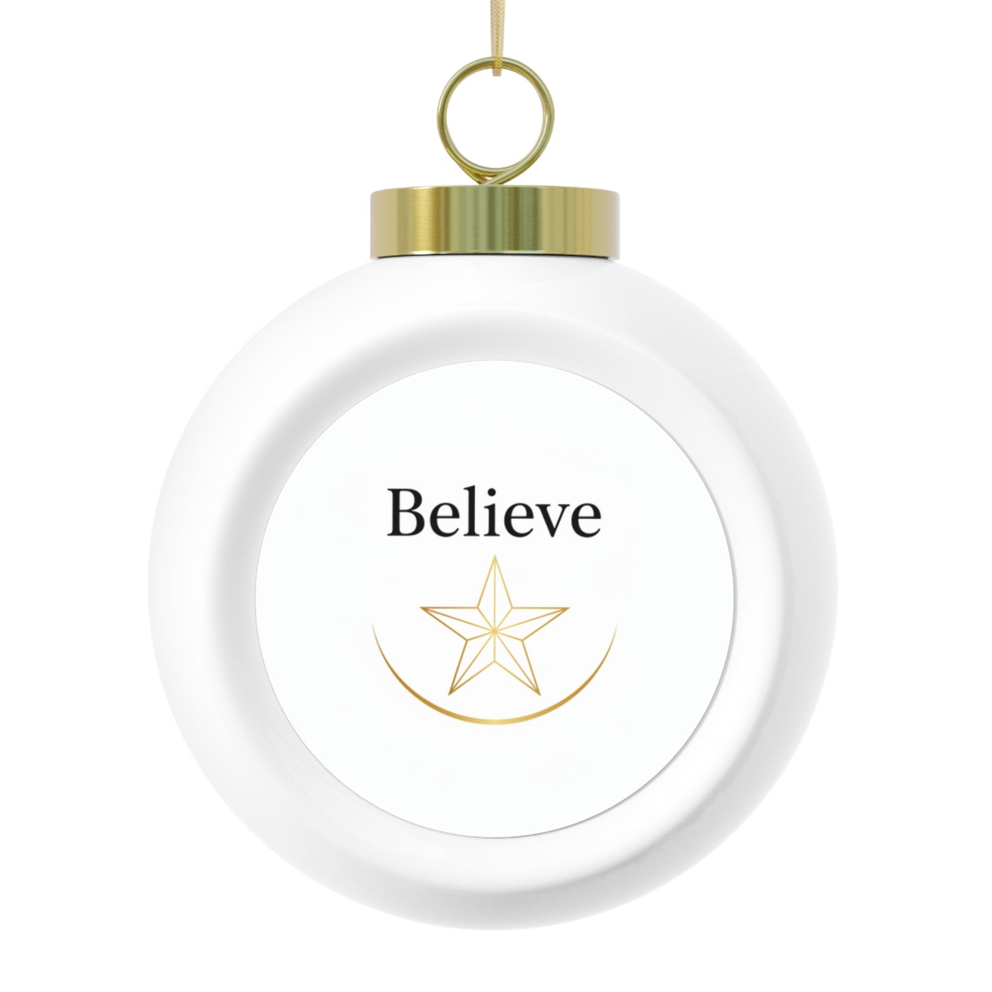Christmas Ball Ornament - Believe Vintage Glossy Ceramic