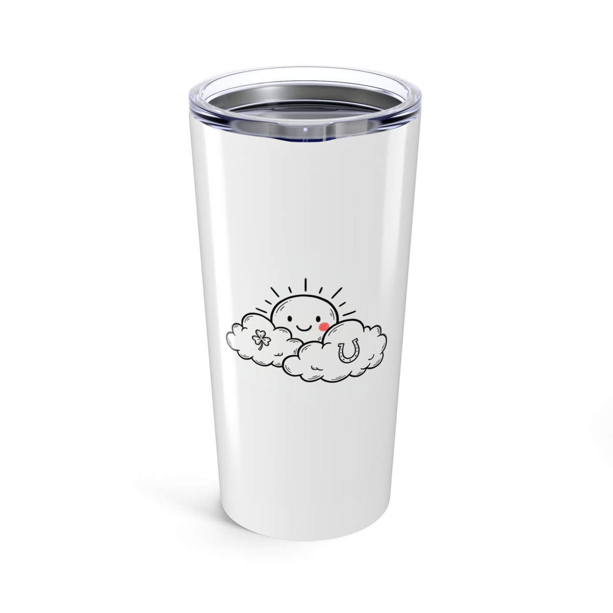 Lucky Clouds Rising Sun | 20oz Stainless Steel Tumbler for Good Fortune | Family & Friend Gift | Chicken Scratch Irony Doodle Style
