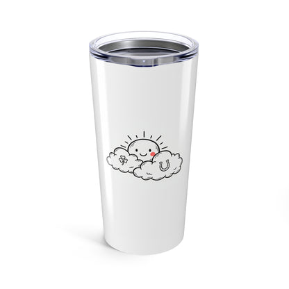 Lucky Clouds Rising Sun | 20oz Stainless Steel Tumbler for Good Fortune | Family & Friend Gift | Chicken Scratch Irony Doodle Style