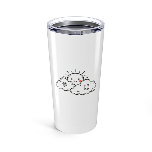 Lucky Clouds Rising Sun | 20oz Stainless Steel Tumbler for Good Fortune | Family & Friend Gift | Chicken Scratch Irony Doodle Style
