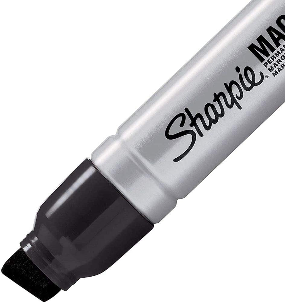 Pro Magnum Professional Permanent Marker, Oversized Chisel Tip, Black Ink, Pack of 4