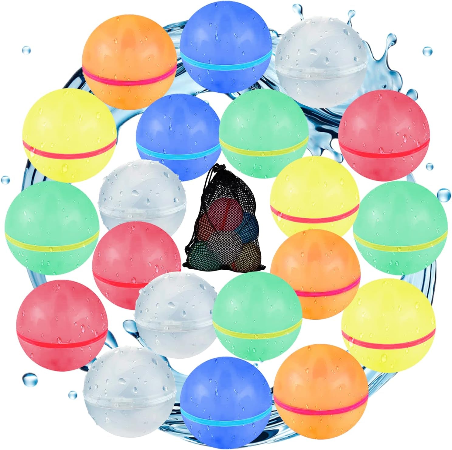 Self Sealing Reusable Water Balloons 20PCS Magnetic Water Balloons Quick Filling Water Balls Toys Silicone Water Splash Ball Water Bomb Cool Toys,Summer Pool Beach Outdoor Toys for Kids Ages 3 4 8 12+