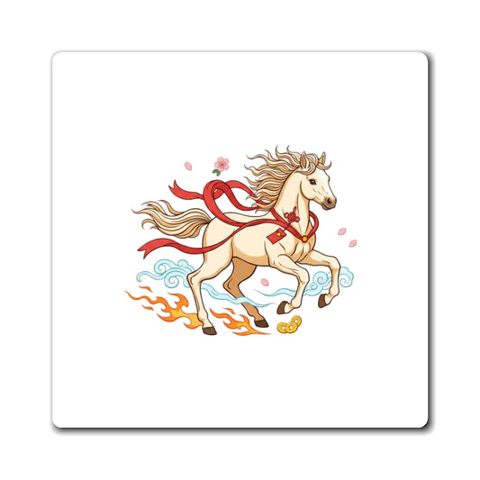 Cute Fire Horse Baby Foal | Sublimation Fridge Magnet Set | Lunar New Year 2026 Family Gift | Kawaii Paper-Cut Style