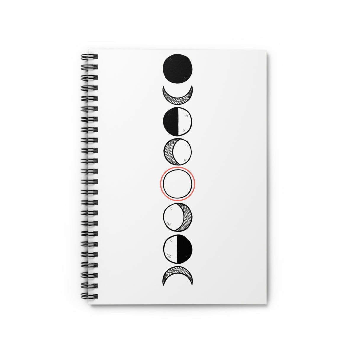 Moon Phase Lineup | Spiral Journal Notebook for Notes & Doodles | Back to School Gift for Students & Readers | Modern Boho