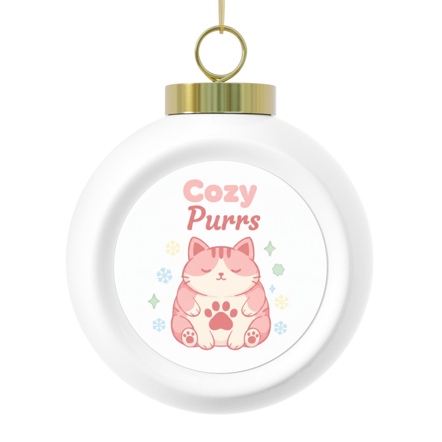 Christmas Ball Ornament - Cozy Purrs Cat Design