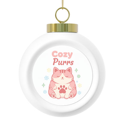 Christmas Ball Ornament - Cozy Purrs Cat Design