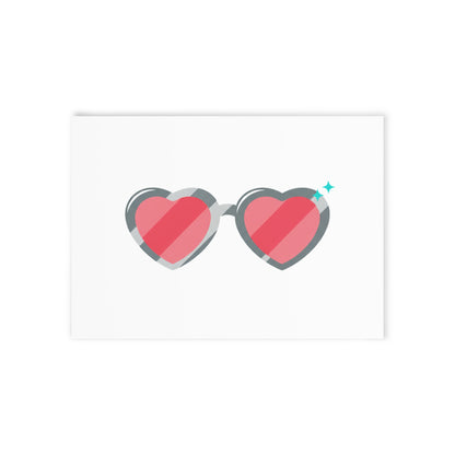 Heart-Shaped Sunglasses (Pink Gradient) | Valentine Holiday Card + Postcard | Galentine’s, Lover, Friend Gift | Y2K Aesthetic