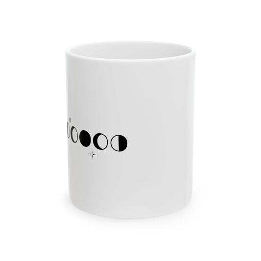 Moon Phases Lineup | 11oz Ceramic Coffee Mug for Daily Rituals | Birthday Gift for Friend or Family | Modern Boho Minimal