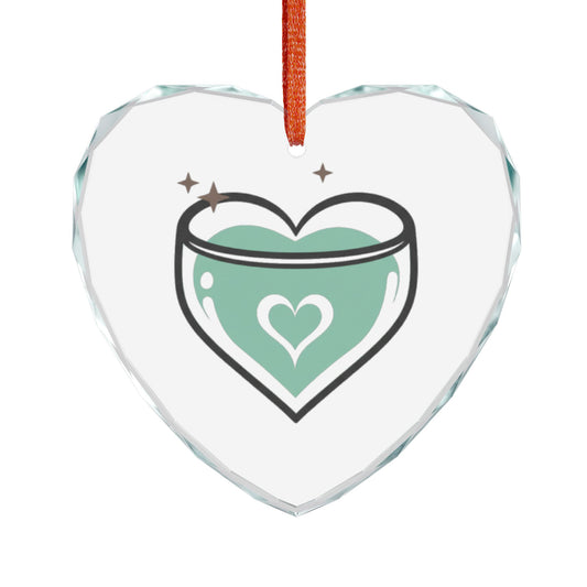 Matcha Latte Heart | Crystal Glass Ornament for Cozy Cafe Decor | Valentine & Galentine Gift for Friends & Lovers | Y2K Aesthetic