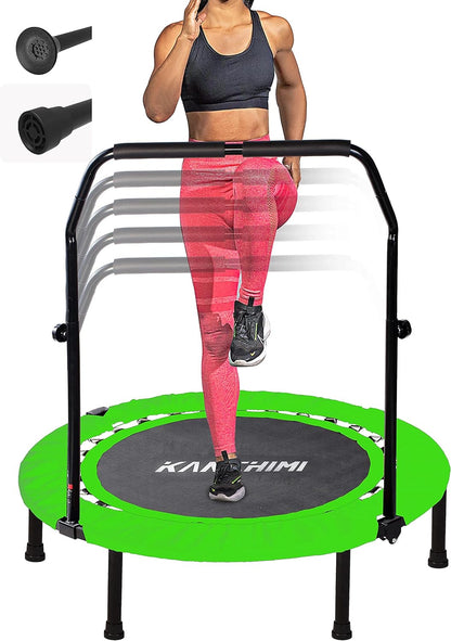 40" Folding Mini Fitness Indoor Exercise Workout Rebounder Trampoline with Handle, Max Load 330Lbs