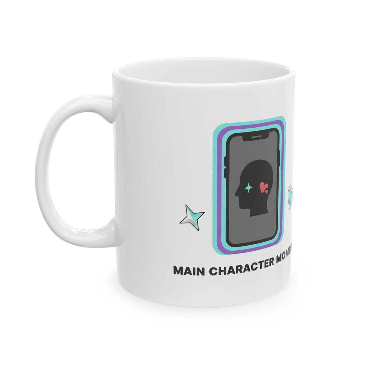 Selfie Moment Line Art | 11oz Ceramic Coffee Mug for Daily Sips | Galentine’s & Best Friend Gift | Y2K Aesthetic Valentine