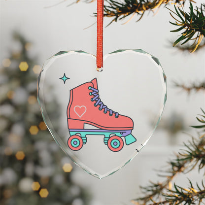 Roller Skate Heart Crystal | Glass Heart Ornament Decor | Valentine & Galentine Gift for Her | Y2K Pink Aesthetic