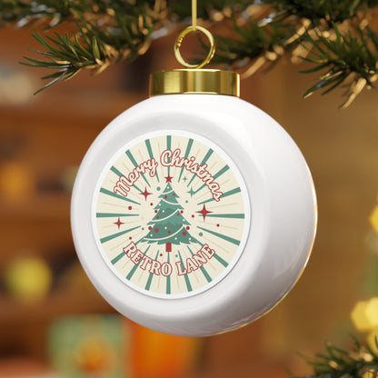Ceramic Christmas Ball Ornament - Merry Christmas Vintage Script