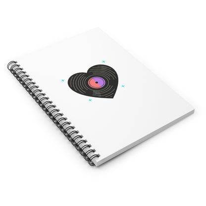 Vinyl Record Heart Design | Spiral Journal Notebook for Notes & Lyrics | Valentine & Galentine Gift for Music Lovers | Y2K Aesthetic