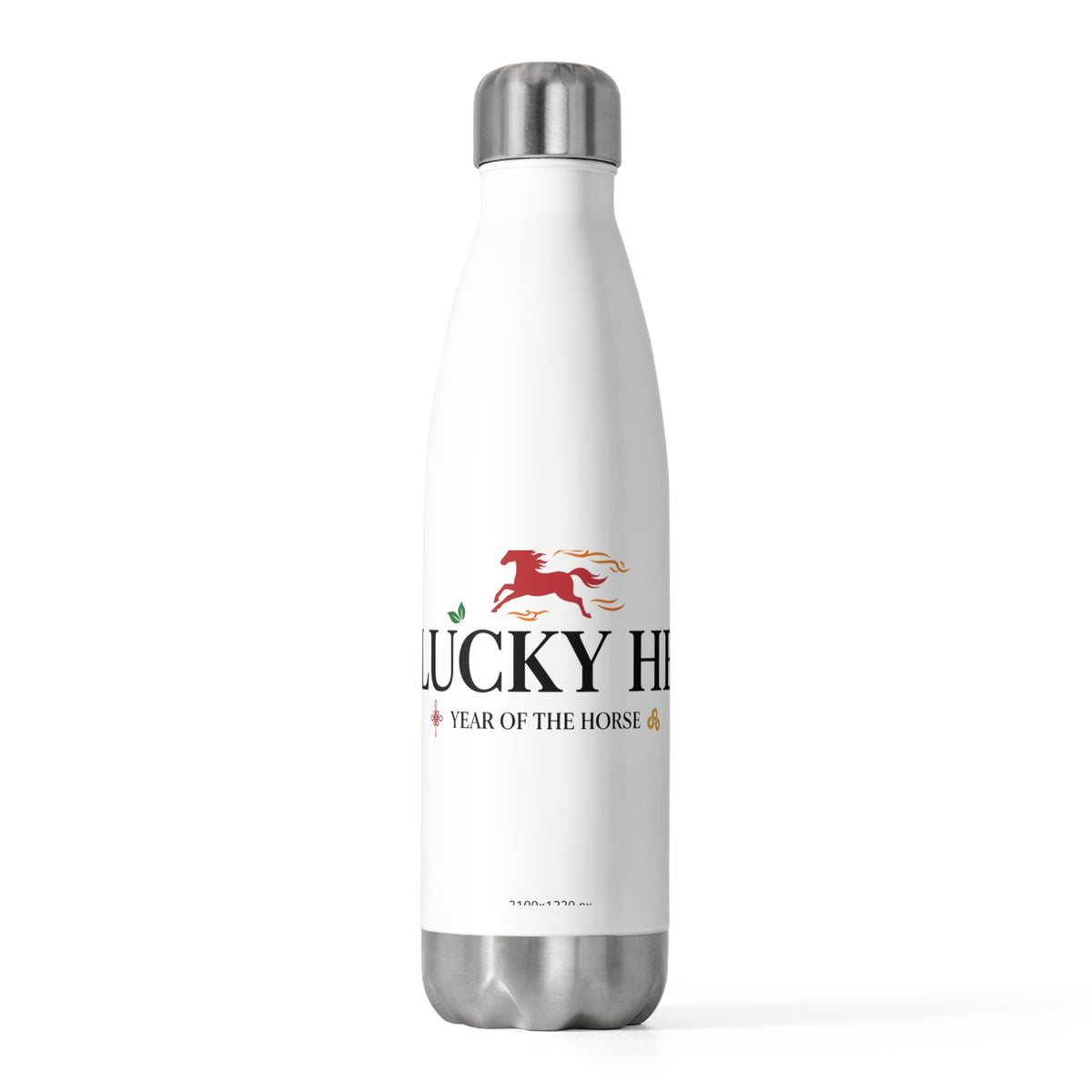 Lucky He Fire Horse (2026) | 20oz Insulated Stainless Steel Tumbler Bottle | Lunar New Year Family & Teacher Gift | Red Gold Paper-Cut
