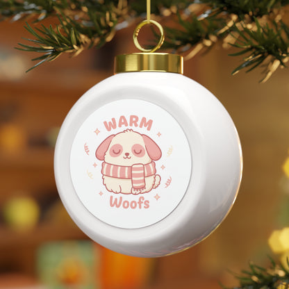 Christmas Ball Ornament - Warm Woofs Dog Holiday Design