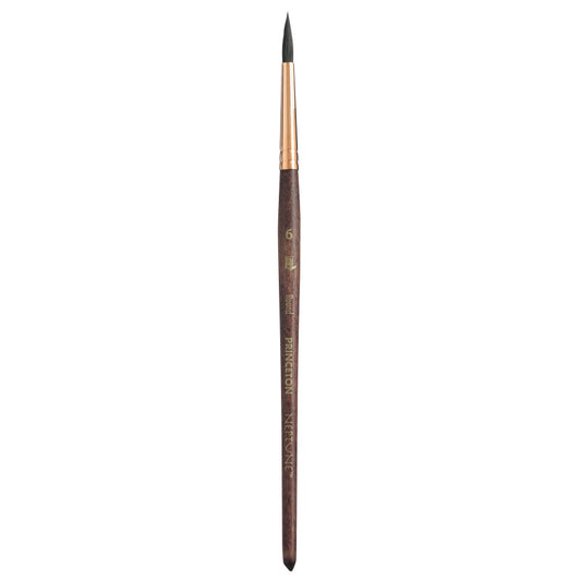 Neptune Round Brush, Synthetic Bristles, Short Handle Watercolor Paintbrush, Dark Wood, Size 6, 1 Count