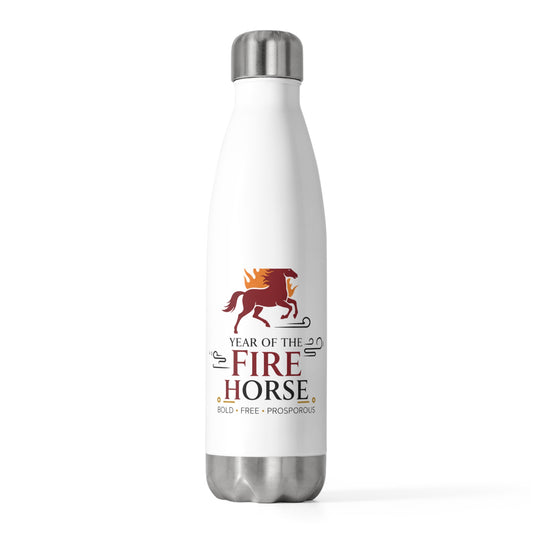 Fire Horse Lunar New Year 2026 | 20oz Insulated Stainless Steel Tumbler Bottle | CNY Gift for Family & Friends | Red Gold