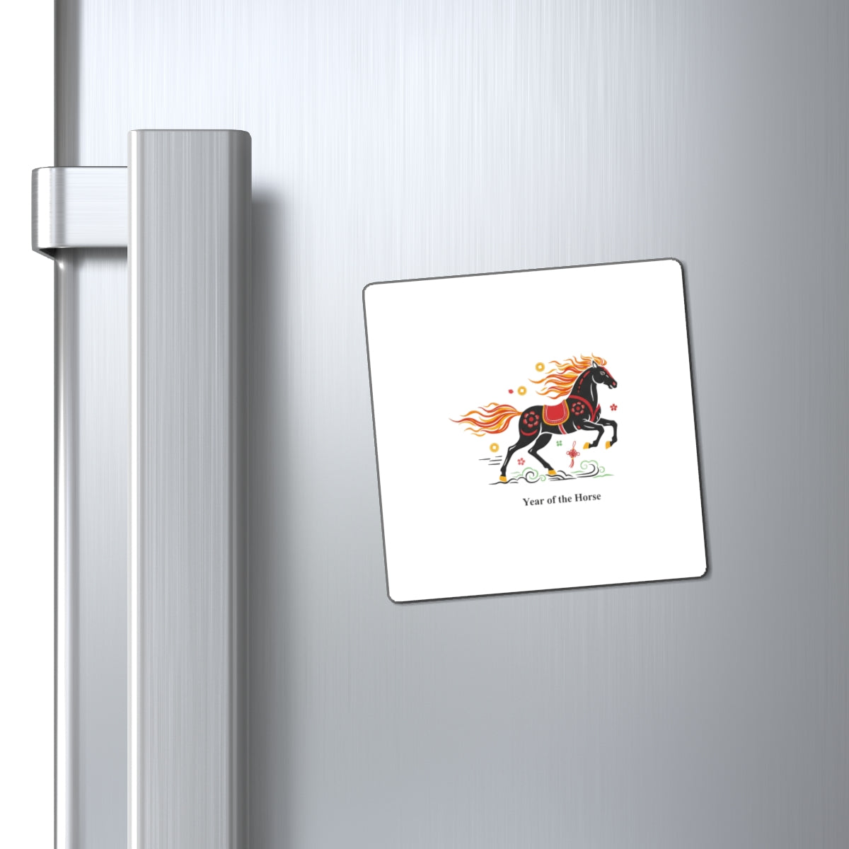 Fire Horse Gallop Magnet | Lunar New Year 2026 Fridge Decor | CNY Gift for Families & Teachers | Ink Brush Paper-Cut Style