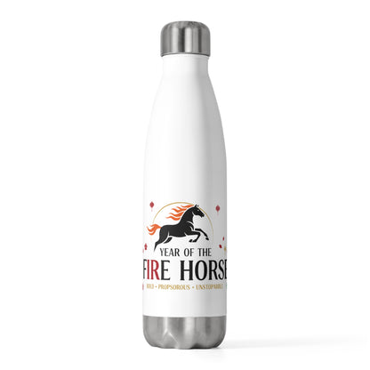 Fire Horse Lunar New Year 2026 | 20oz Insulated Stainless Steel Tumbler Bottle | CNY Gift for Family, Teachers & Friends | Red Gold