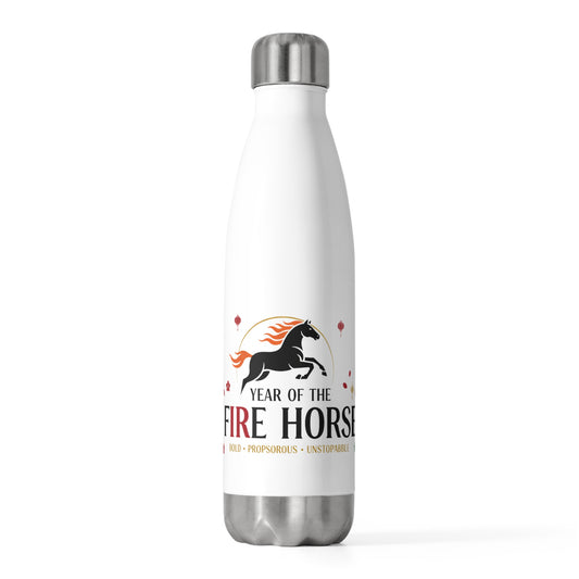 Fire Horse Lunar New Year 2026 | 20oz Insulated Stainless Steel Tumbler Bottle | CNY Gift for Family, Teachers & Friends | Red Gold