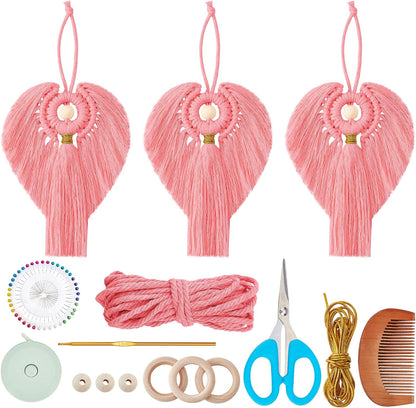 3 Set DIY Macrame Angel Kit Macrame Angel Hanging Ornament Boho Macrame Wall Hanging Decor Spring Macrame Kit for Beginners Macrame DIY Kit Spring Gift for Mom Girls