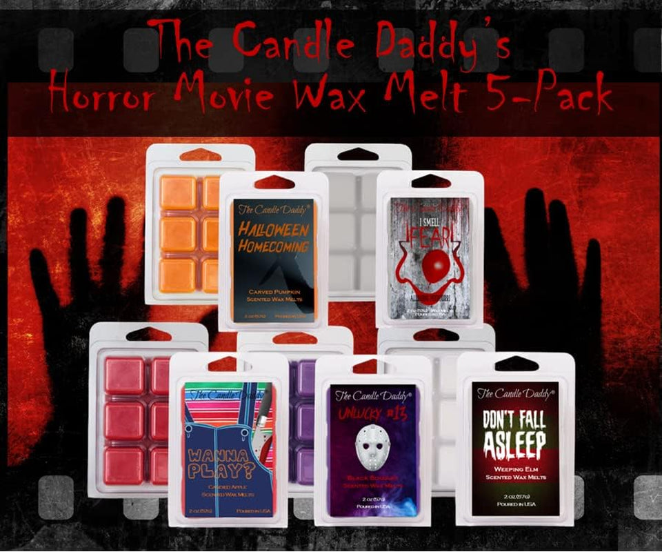 Halloween Horror Movie 5 Pack - 5 Amazingly Spooky Wax Melts - 30 Total Cubes - 10 Total Ounces - Fun Scary Gift October Fall Autumn