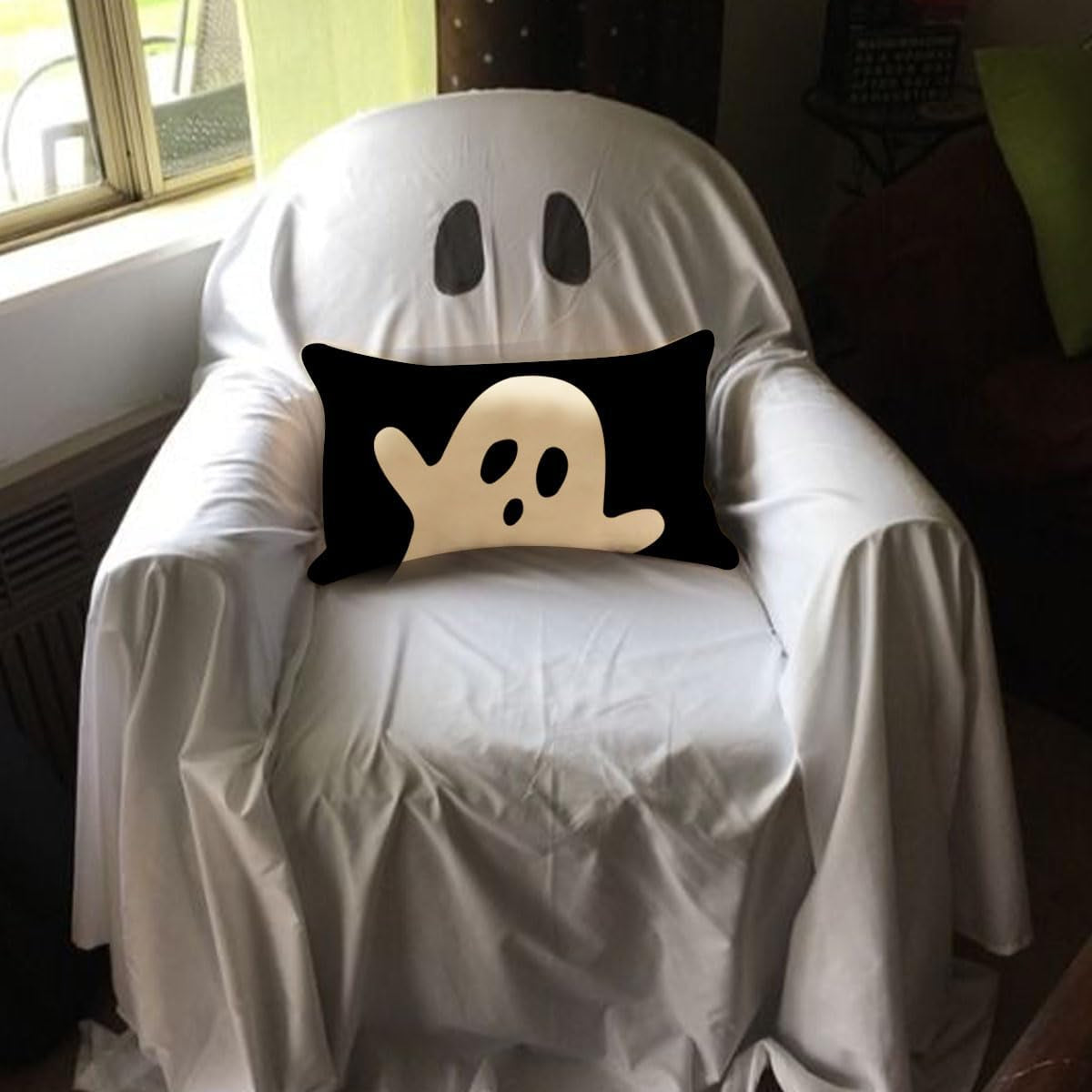 Halloween Pillow Cover 12X20 Ghost Halloween Lumbar Pillow Covers Decorations Outdoor Halloween Pillows Decorative for Halloween Home Decor for Sofa