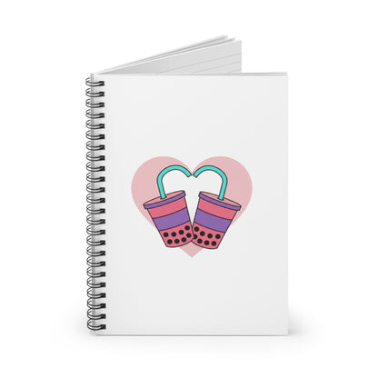 Boba Tea Heart Love | Spiral Journal Notebook for Notes & Planning | Valentine & Galentine Gift for Teens | Y2K Aesthetic