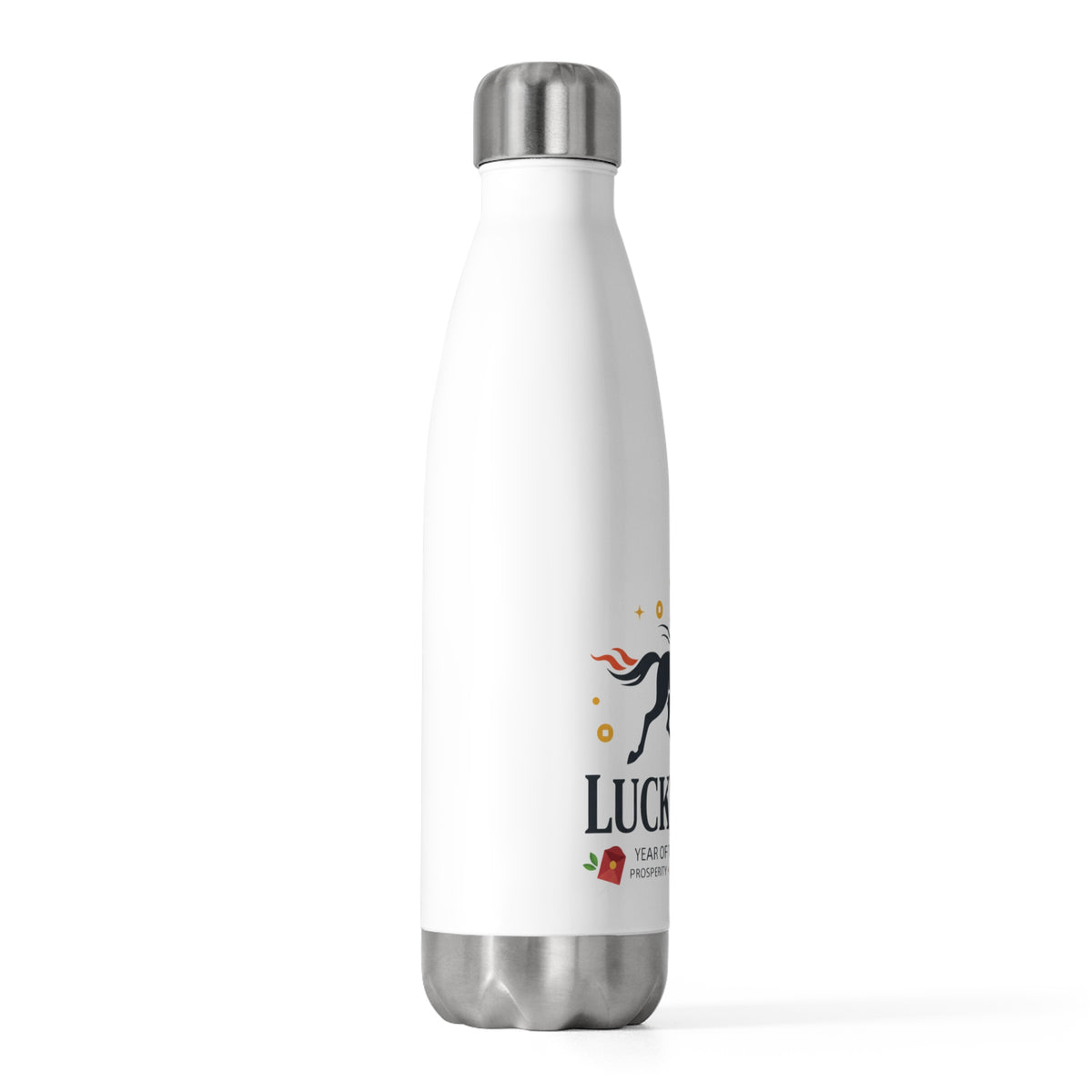 Lucky Ping Fire Horse (2026) | 20oz Insulated Stainless Tumbler Bottle | Lunar New Year Gift for Family & Friends | Red Gold