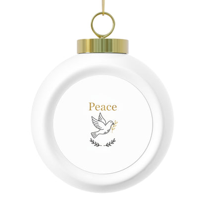 Christmas Ball Ornament - Peace Glossy Ceramic Holiday Decoration