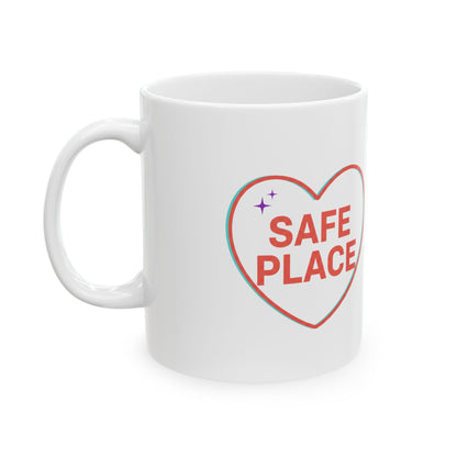 My Safe Place Is You | 11oz Ceramic Coffee Mug for Cozy Sips | Valentine & Galentine Gift for Partner, Friend | Soft Minimal
