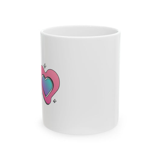 Gradient Blob Heart | 11oz Ceramic Coffee Mug, Sublimation Print | Galentine’s, Valentine’s, Best Friend & Family | Y2K Aesthetic