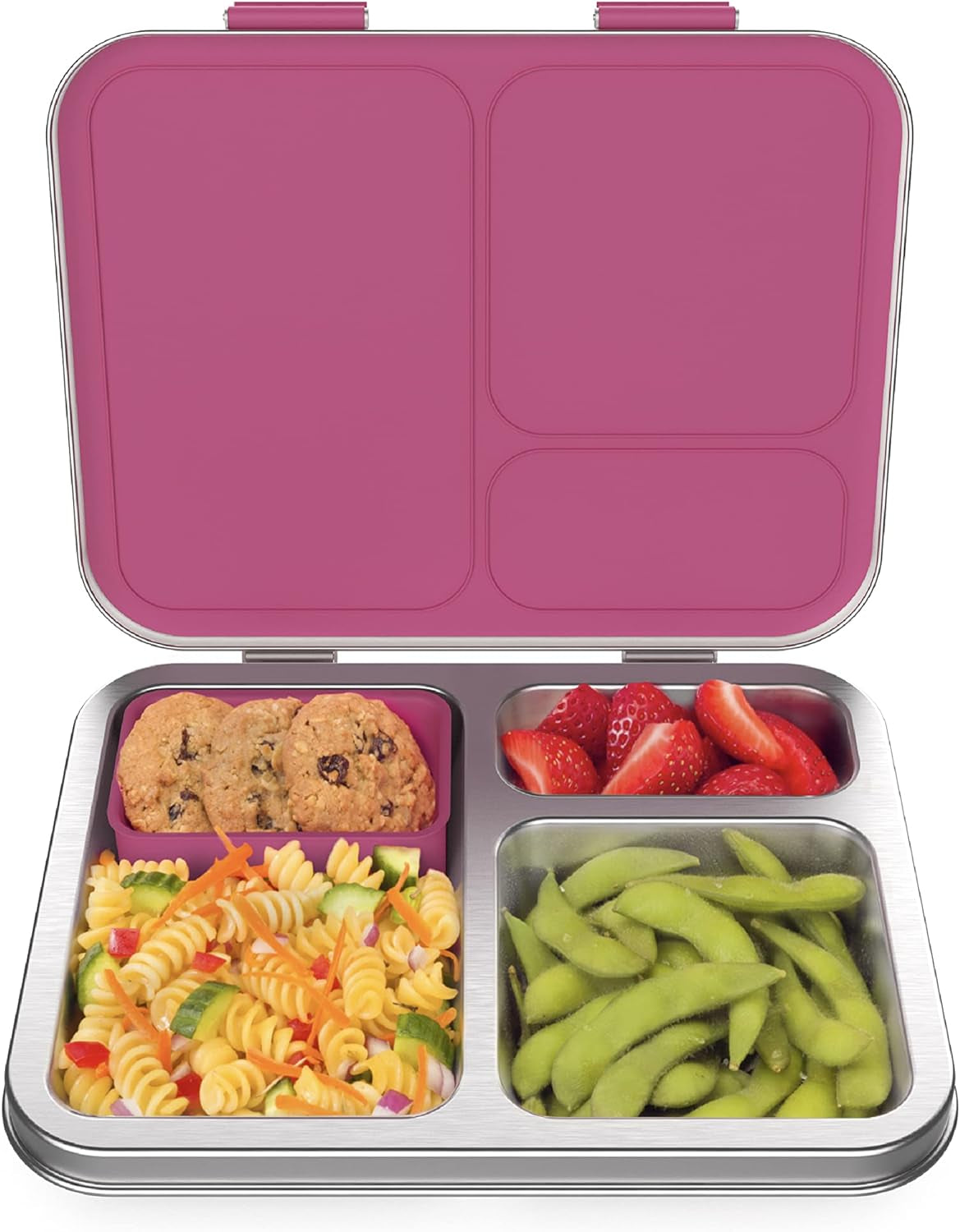 ® Kids Stainless Steel Leak-Resistant Lunch Box - Bento-Style Redesigned in 2022 W/Upgraded Latches, 3 Compartments, & Extra Container - Eco-Friendly, Dishwasher Safe, Patented Design (Blue)