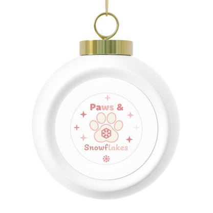 Christmas Ball Ornament - Paws & Snowflakes Pet Holiday Pattern