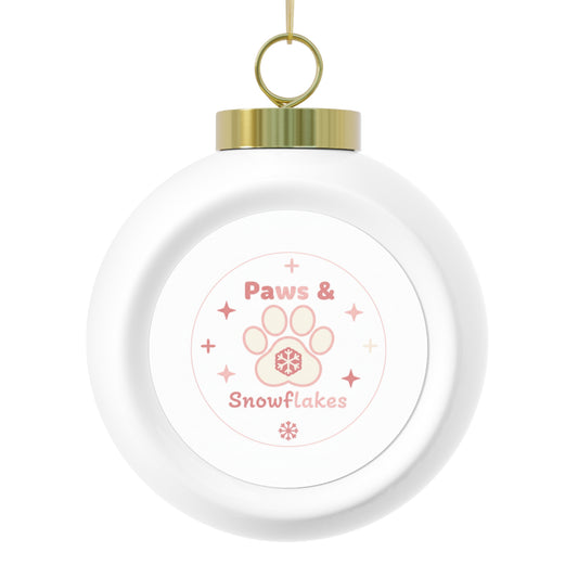 Christmas Ball Ornament - Paws & Snowflakes Pet Holiday Pattern