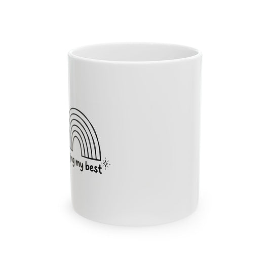 Muted Boho Rainbow Arch | 11oz Ceramic Coffee Mug for Home & Office | Family & Friend Gift | Playful Irony Doodle Style