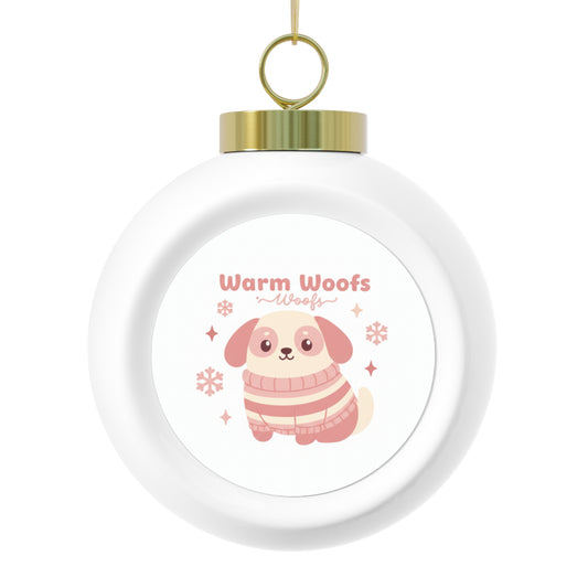 Christmas Ball Ornament - Warm Woofs Dog Holiday Design
