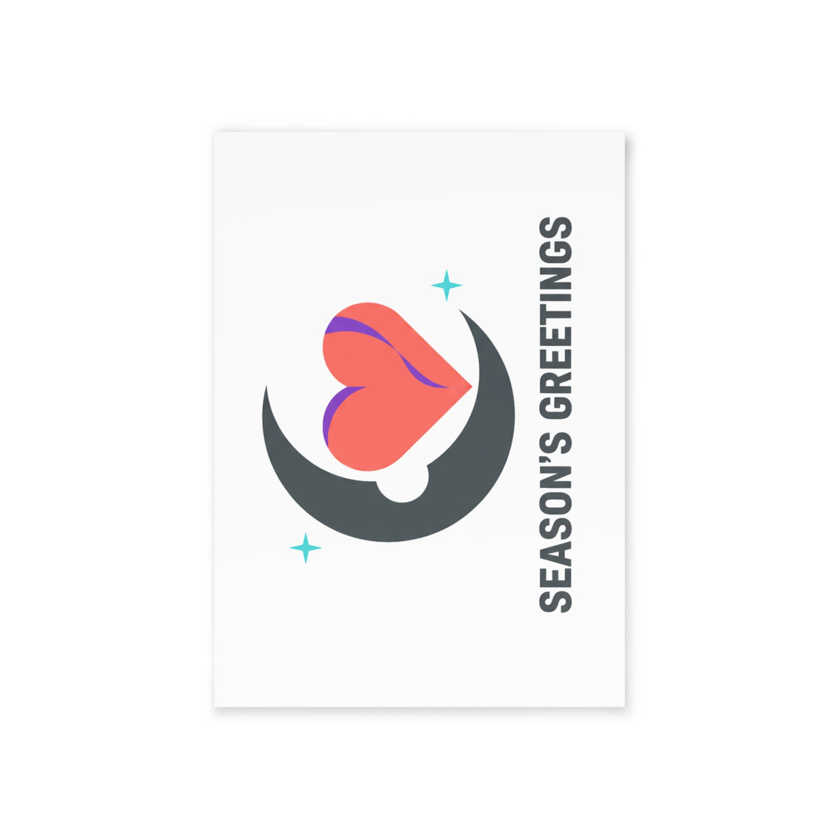 Crescent Moon Heart Gradient | Holiday Greeting Card + Postcard | Valentine, Galentine’s, Lover & Friend | Celestial Y2K