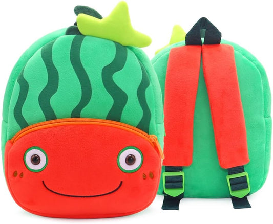 Toddler Backpack for Boys and Girls, Cute Soft Plush Animal Cartoon Mini Backpack Little for Kids 2-6 Years (Watermelon)