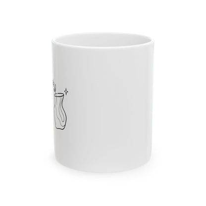 Terracotta Abstract Vase Doodle | 11oz Ceramic Coffee Mug, Sublimation Print | Housewarming & Friends Gift | Chicken Scratch Irony