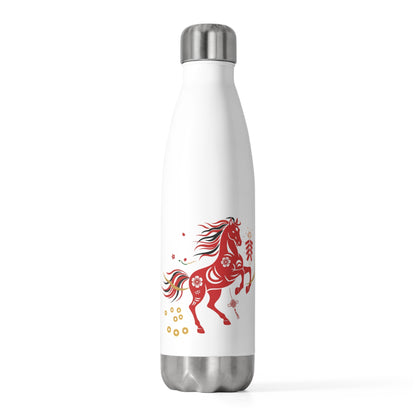 Fire Horse Rearing Firecrackers | 20oz Insulated Stainless Steel Tumbler Bottle | Lunar New Year 2026 Gift | Paper Cut Style