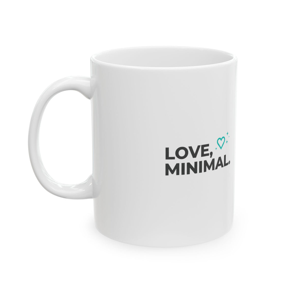 Minimal Love Line Hearts | 11oz Ceramic Coffee Mug for Daily Sips | Galentine’s & Valentine Gift for Friends | Clean Minimal