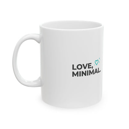 Minimal Love Line Hearts | 11oz Ceramic Coffee Mug for Daily Sips | Galentine’s & Valentine Gift for Friends | Clean Minimal