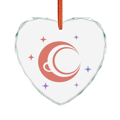 Moon Heart Crescent | Heart Crystal Glass Ornament Suncatcher | Valentine, Galentine’s & Self‑Love Gift | Y2K Celestial Aesthetic