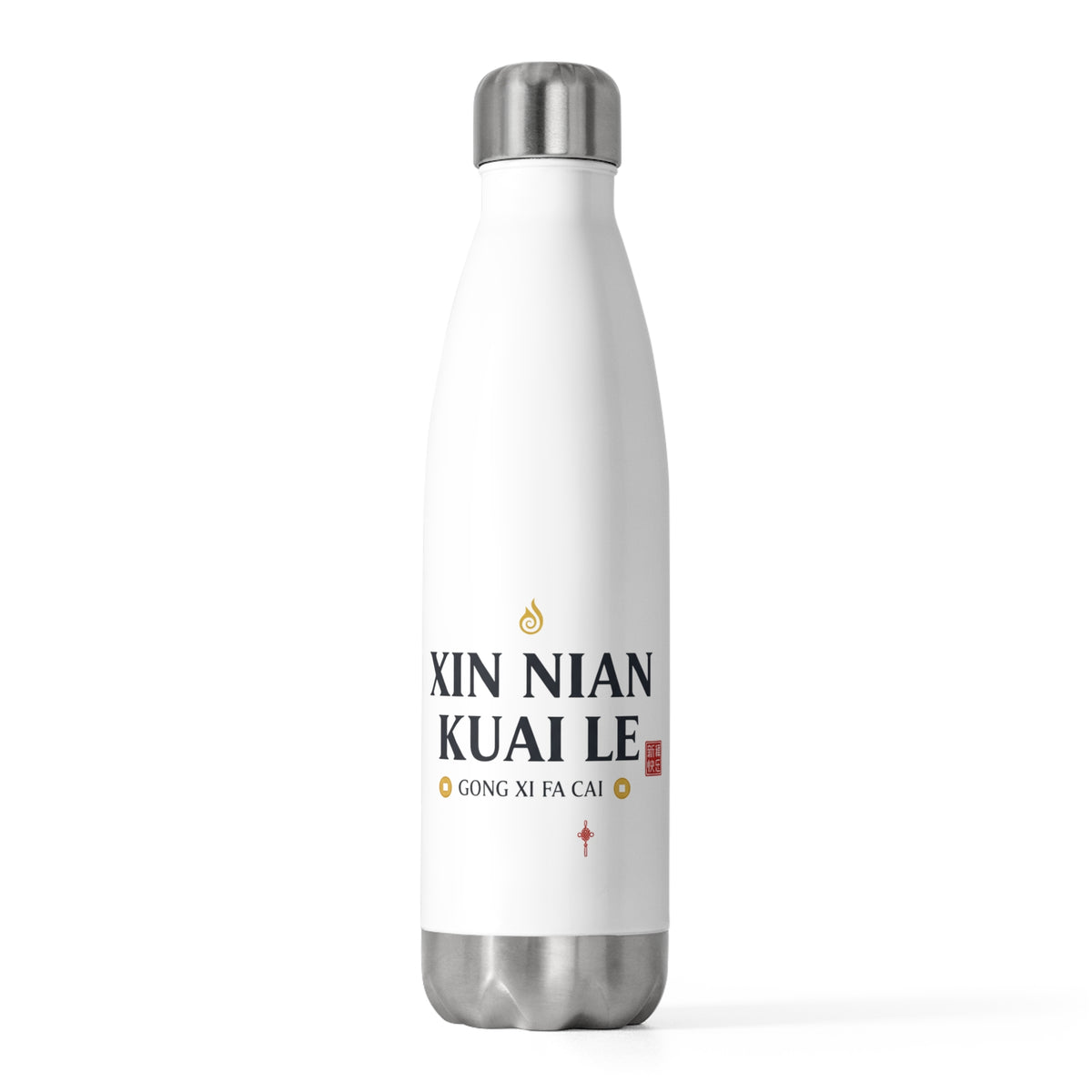 Xin Nian Seal Greeting | 20oz Insulated Stainless Steel Tumbler Bottle | Lunar New Year Gift for Family & Friends | Fire Horse 2026
